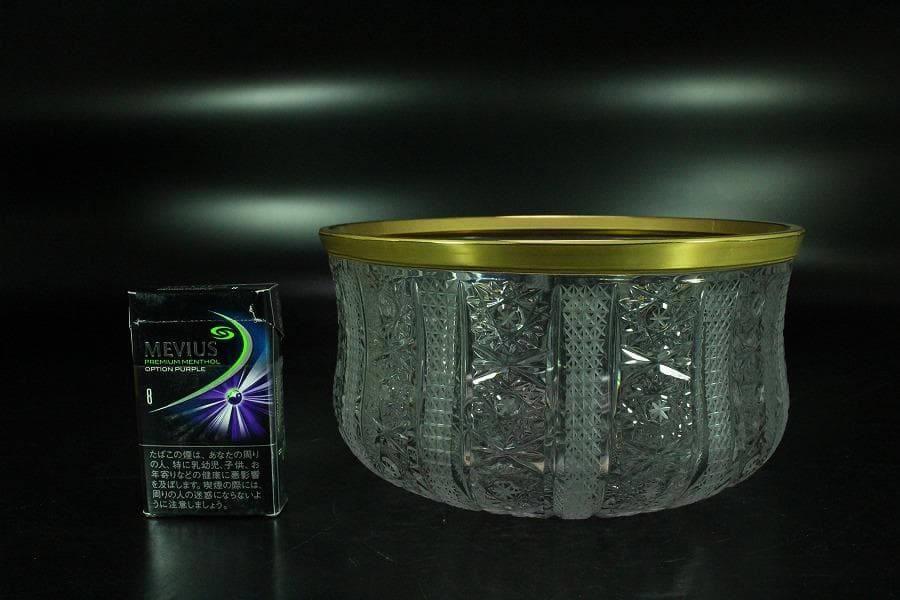 懐石 金縁 硝子 鉢 美品(K-A361)