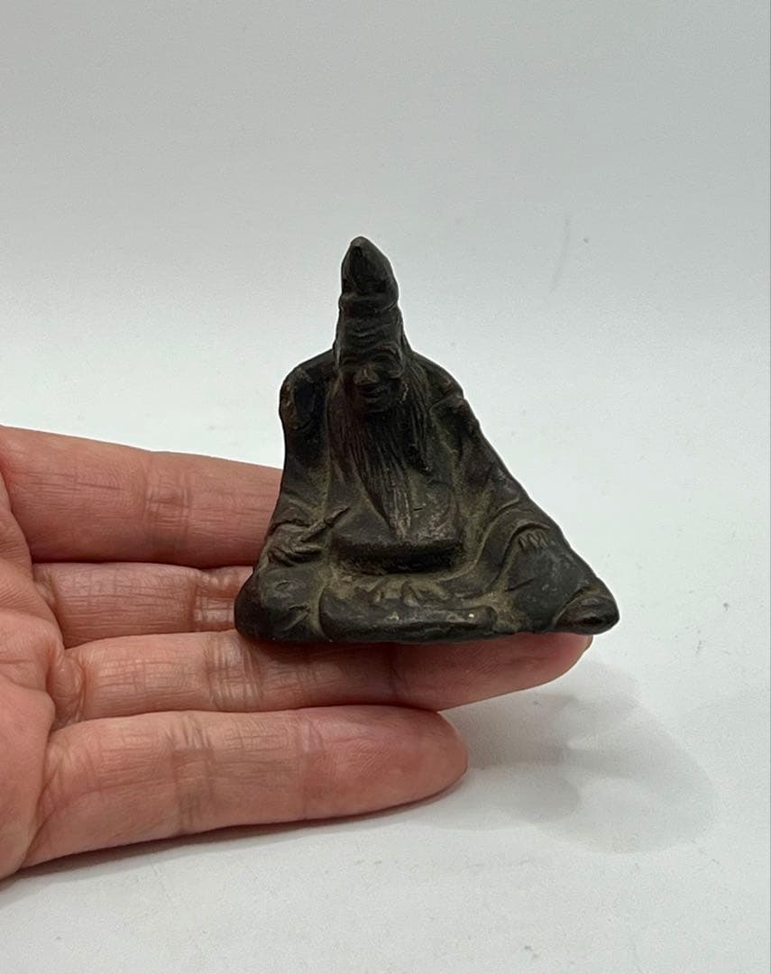 人丸の像　共箱　筆　文学　後島羽天皇　人丸像　時代物　アンティーク　古道具　仏像