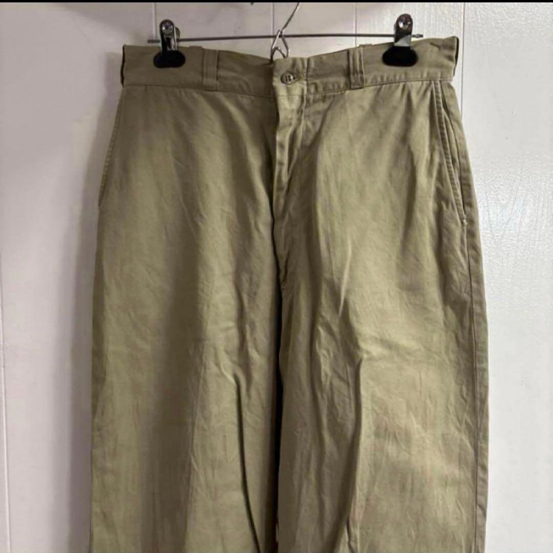 60s アルミジッパー　米軍　実物　軍チノ　COTTON サイズ32×31