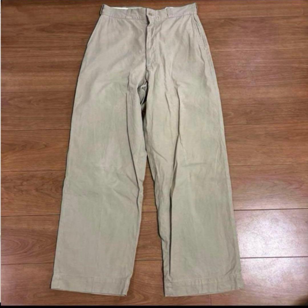 60s アルミジッパー　米軍　実物　軍チノ　COTTON サイズ32×31