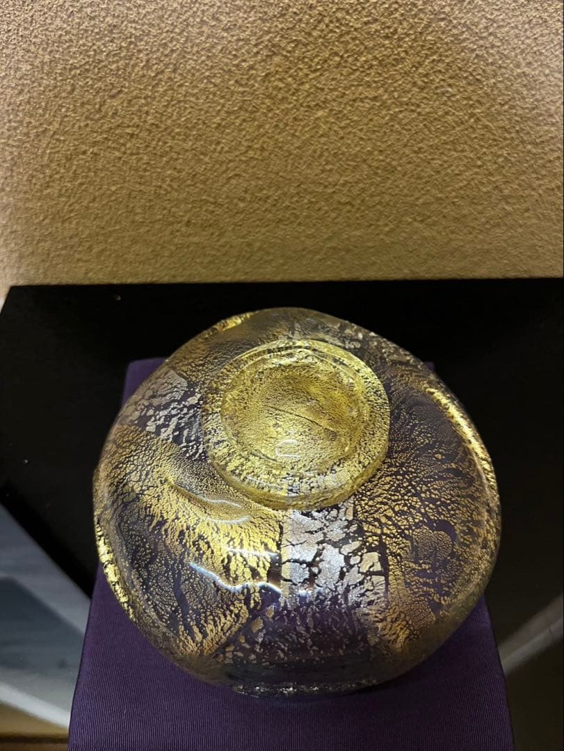 石井康治　手吹き金彩硝子　茶碗