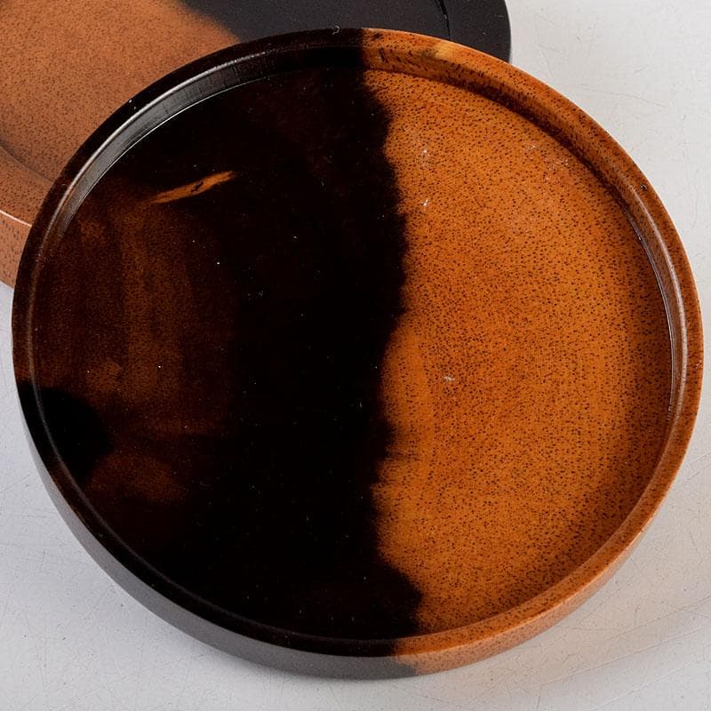 茶道具　輪島塗　北浜宗貴作　黒柿　螺鈿装飾　萩に鈴虫蒔絵　香合　共箱　V9157