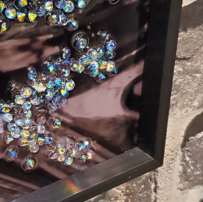 輸入雑貨　天然水晶石　クリスタルアート　ハーツダビッド　ブラックフレーム