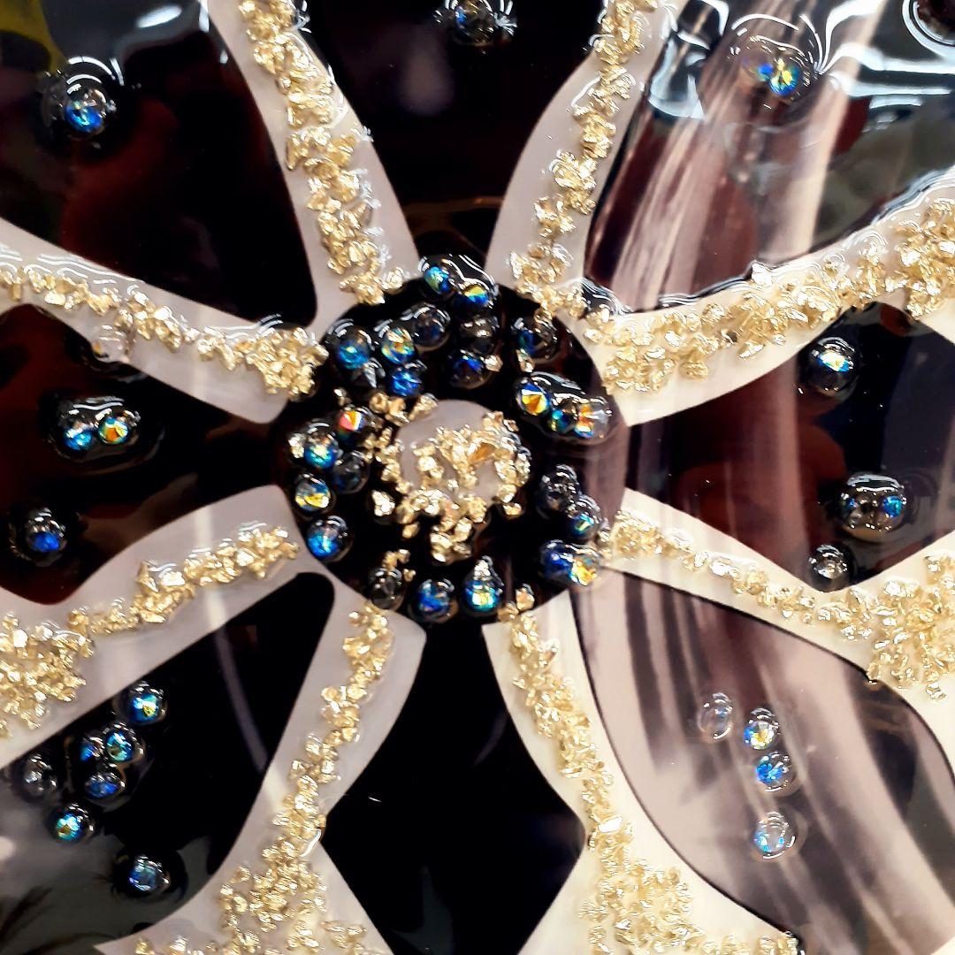 輸入雑貨　天然水晶石　クリスタルアート　ハーツダビッド　ブラックフレーム