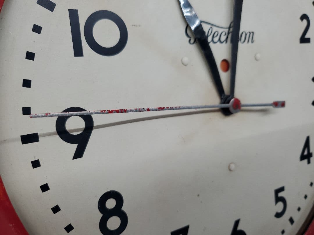 Telechron　アンティーク　スクールクロック　赤　掛け時計　稼働　希少