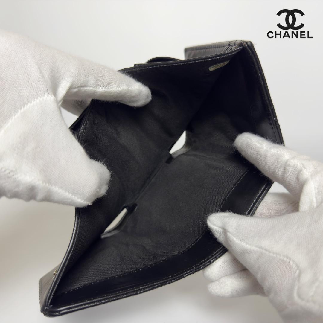 正規品　美品　CHANEL シャネル　カメリア　エンボス　Wホック　三つ折り財布