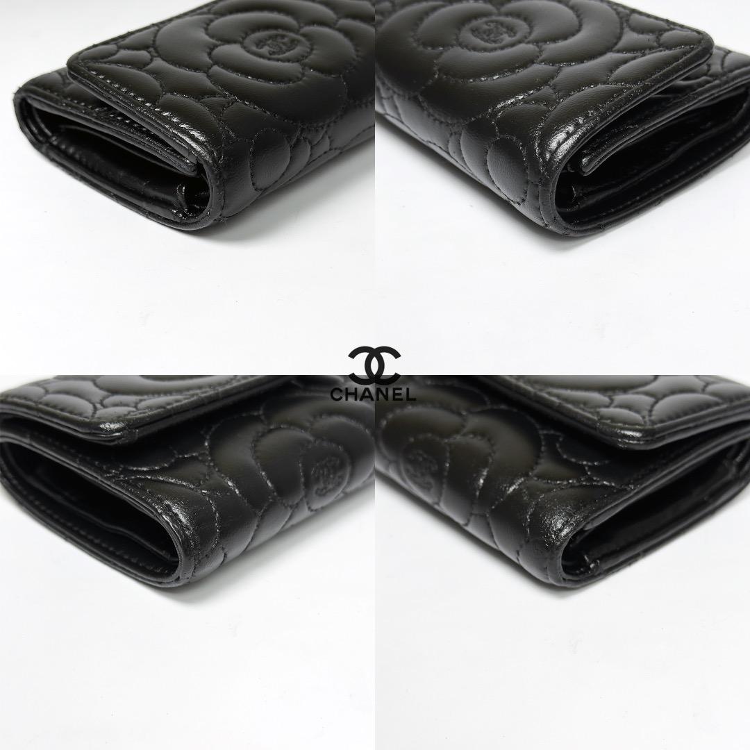 正規品　美品　CHANEL シャネル　カメリア　エンボス　Wホック　三つ折り財布