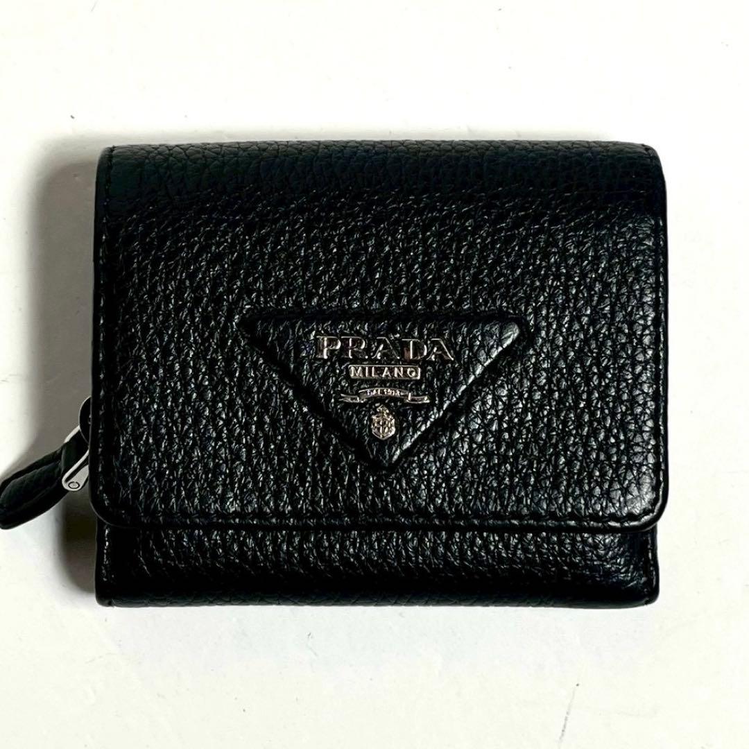 【未使用に近い・付属品完備✨】プラダ 三つ折り財布 ヴィッテロダイノ レザー