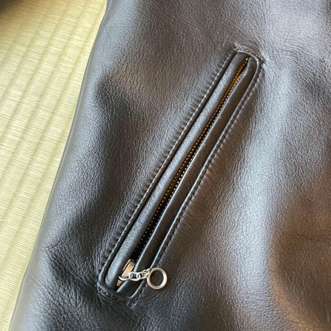 ブラックシングルライダースジャケット NANKAI製 バイク