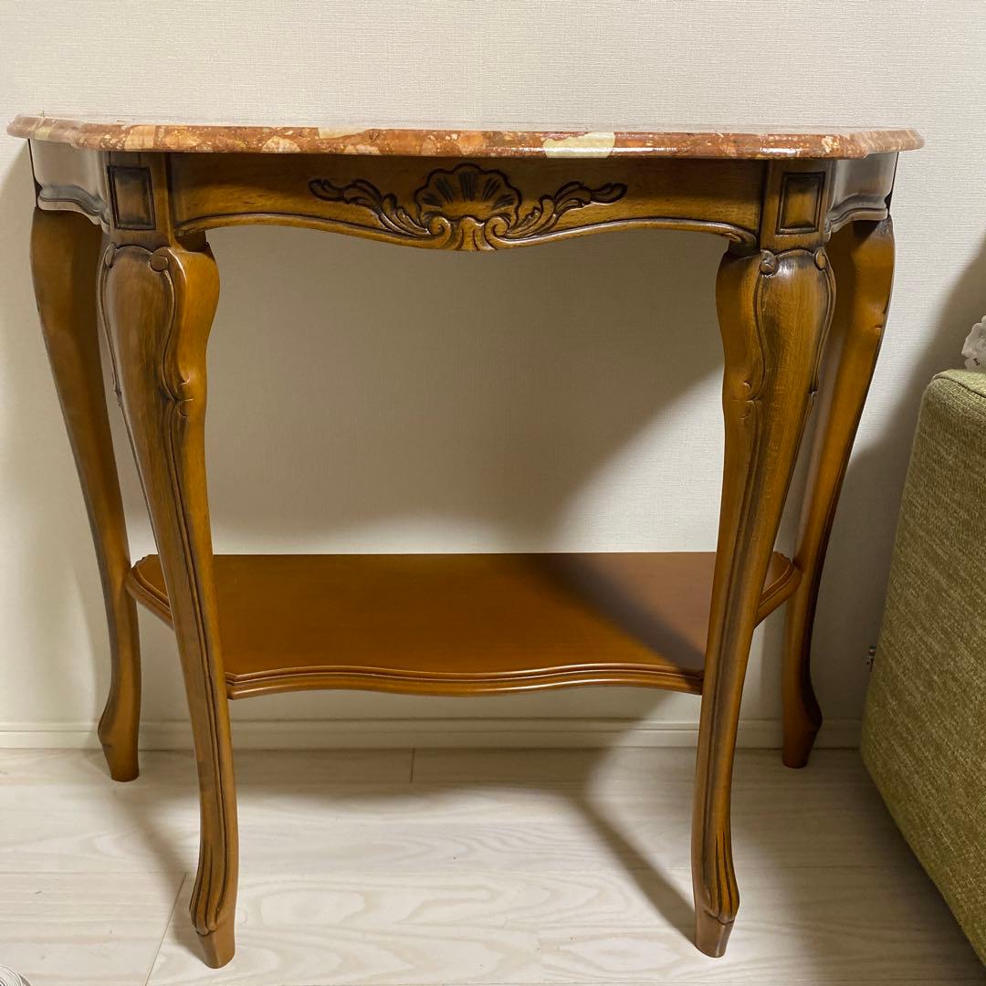 イタリア家具　猫足　飾り棚　大理石