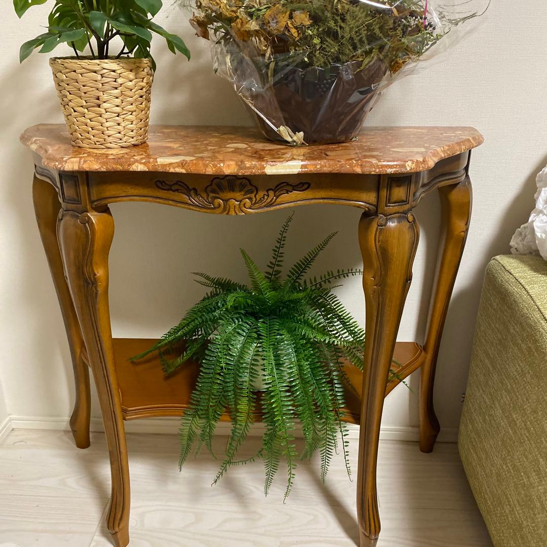 イタリア家具　猫足　飾り棚　大理石