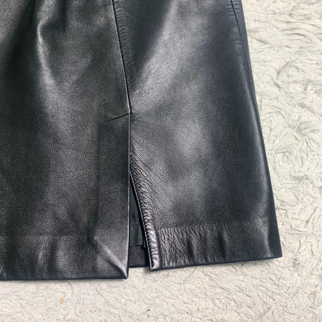 美品 グッチ レザースカート トムフォード期 牛革 本革 ブラック サイズ44