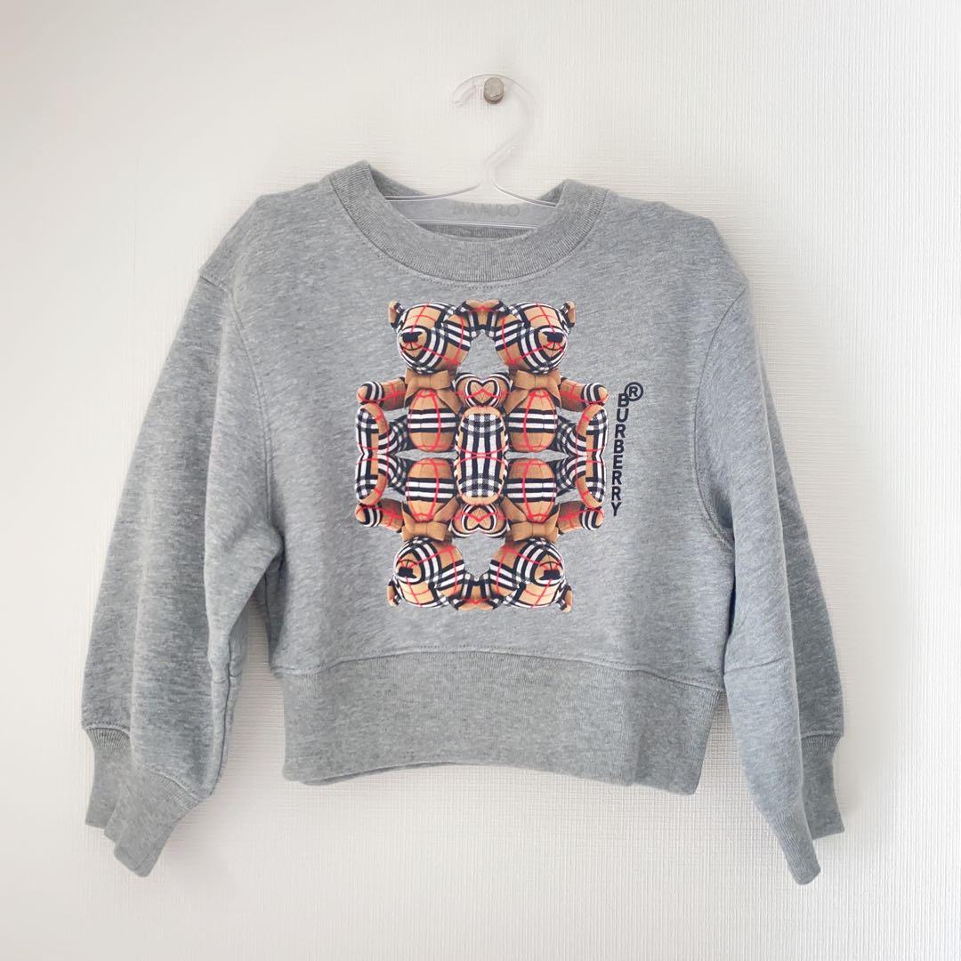 ラスト１【新品】Burberry キッズ ロゴ トレーナー くま グレー 4Y
