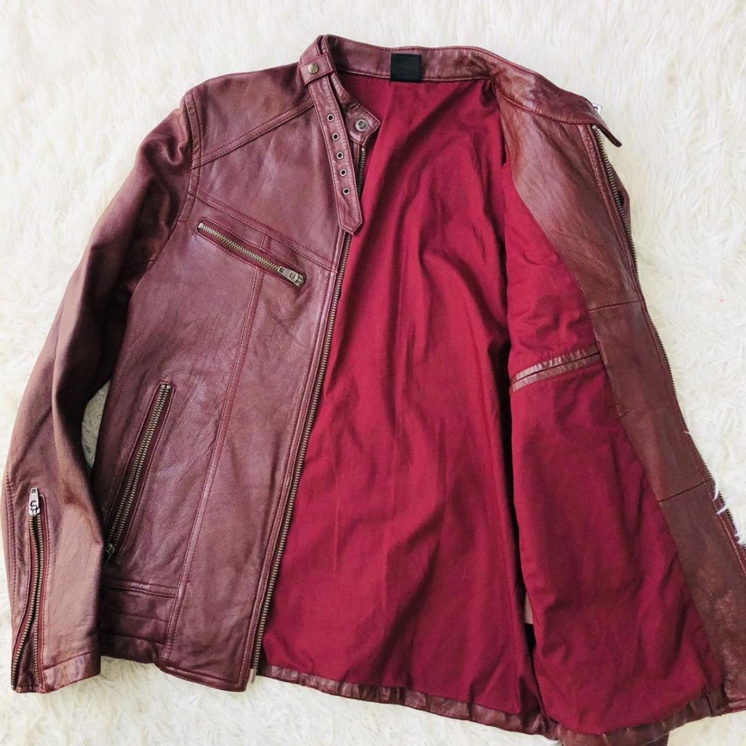 ★希少カラー★JACKROSE シングルライダース 羊革 ボルドー L相当 本革