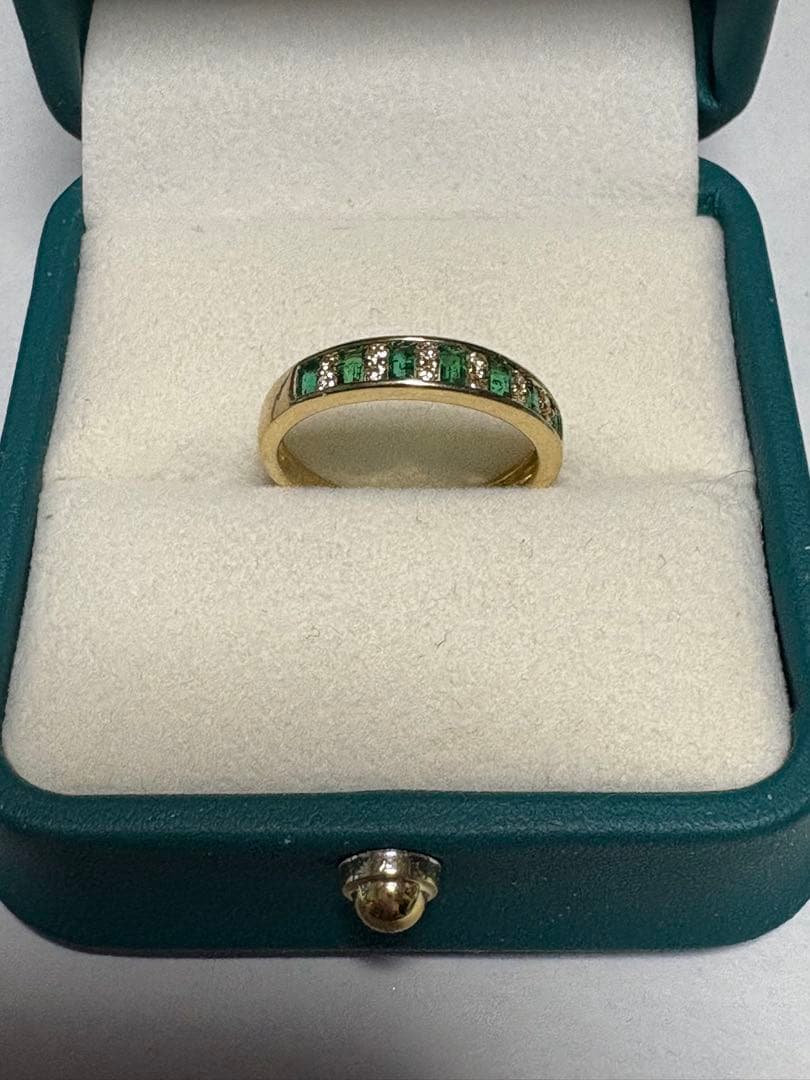 最終お値下げ　k18エメラルド ダイヤモンド リング 12号