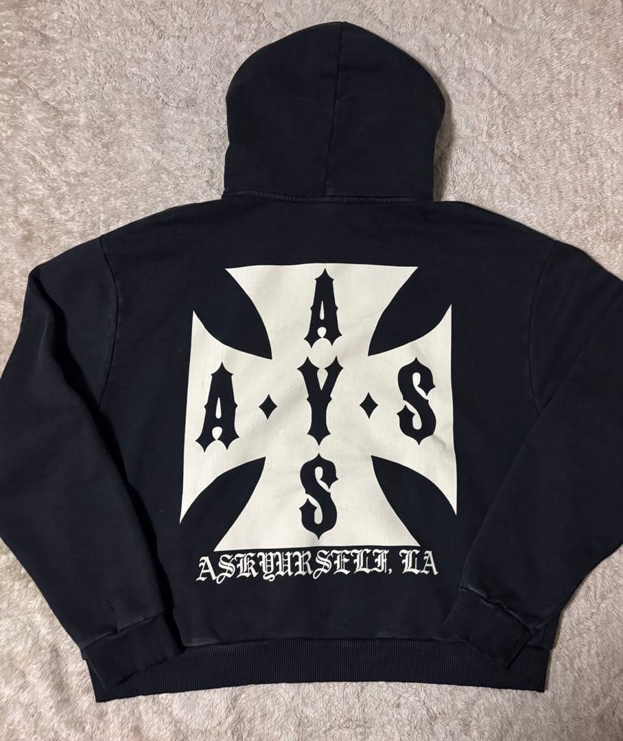 トップス ASKYURSELF RAW AY CROSS HOODIE