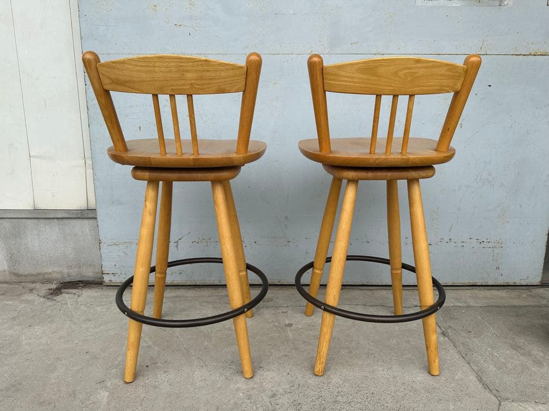 カウンターチェア 天然木　ハイスチェアー　2脚