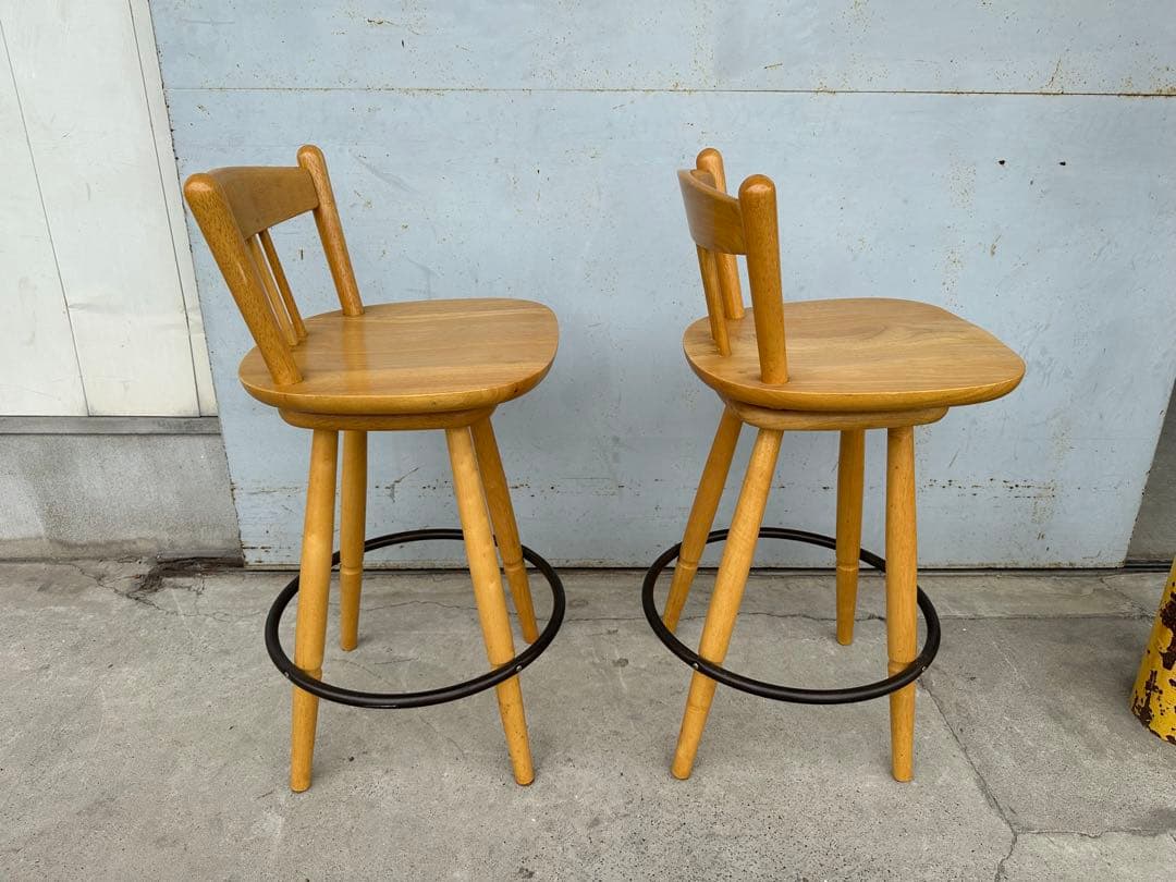 カウンターチェア 天然木　ハイスチェアー　2脚