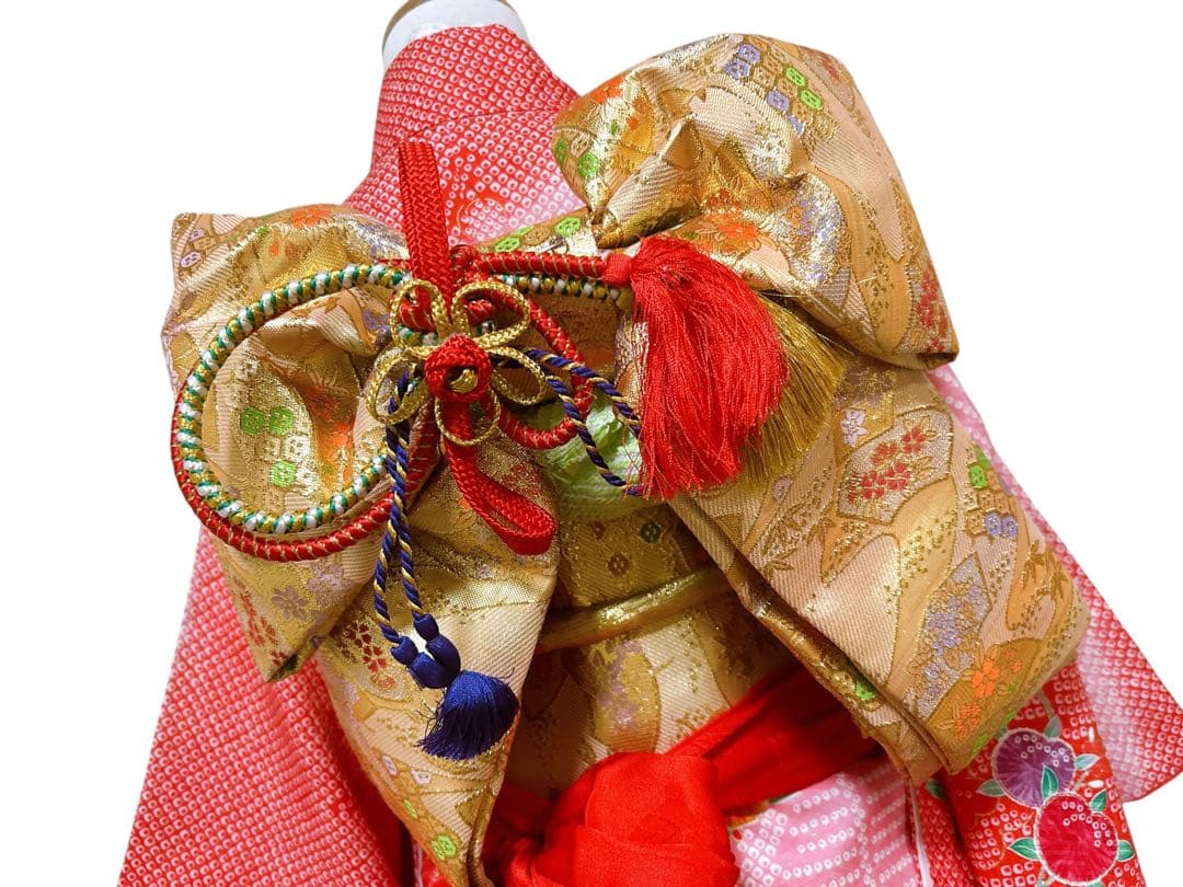 王道!!赤系鹿の子柄♡七五三　7歳　女の子　フルセット　一式　ピンク　ゴールド