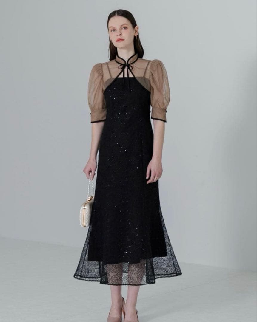 LEJA スパンコールボタニカルマーメイドボレロ2WAYワンピースドレス