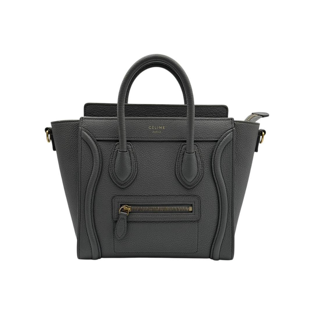 【美品】セリーヌ ラゲージ ナノ 2wayハンドバッグ ショルダーバッグ グレー