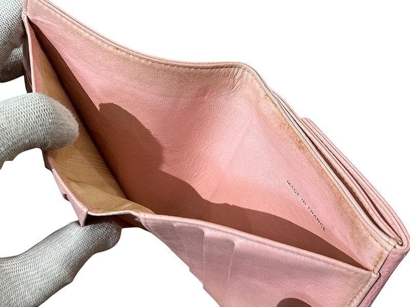 G② ビンテージ シャネル ココマーク キャビアスキン レザー 二つ折り 財布