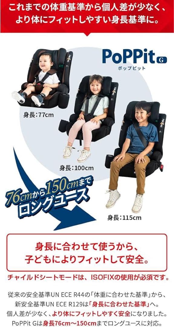 【新品未使用】ISOFIX チャイルドシート　15ヶ月〜12歳頃　R129適合
