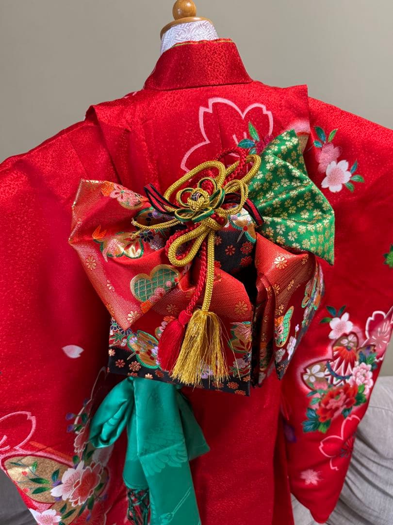 7歳七五三セット　着物草履バッグ付き　赤系②