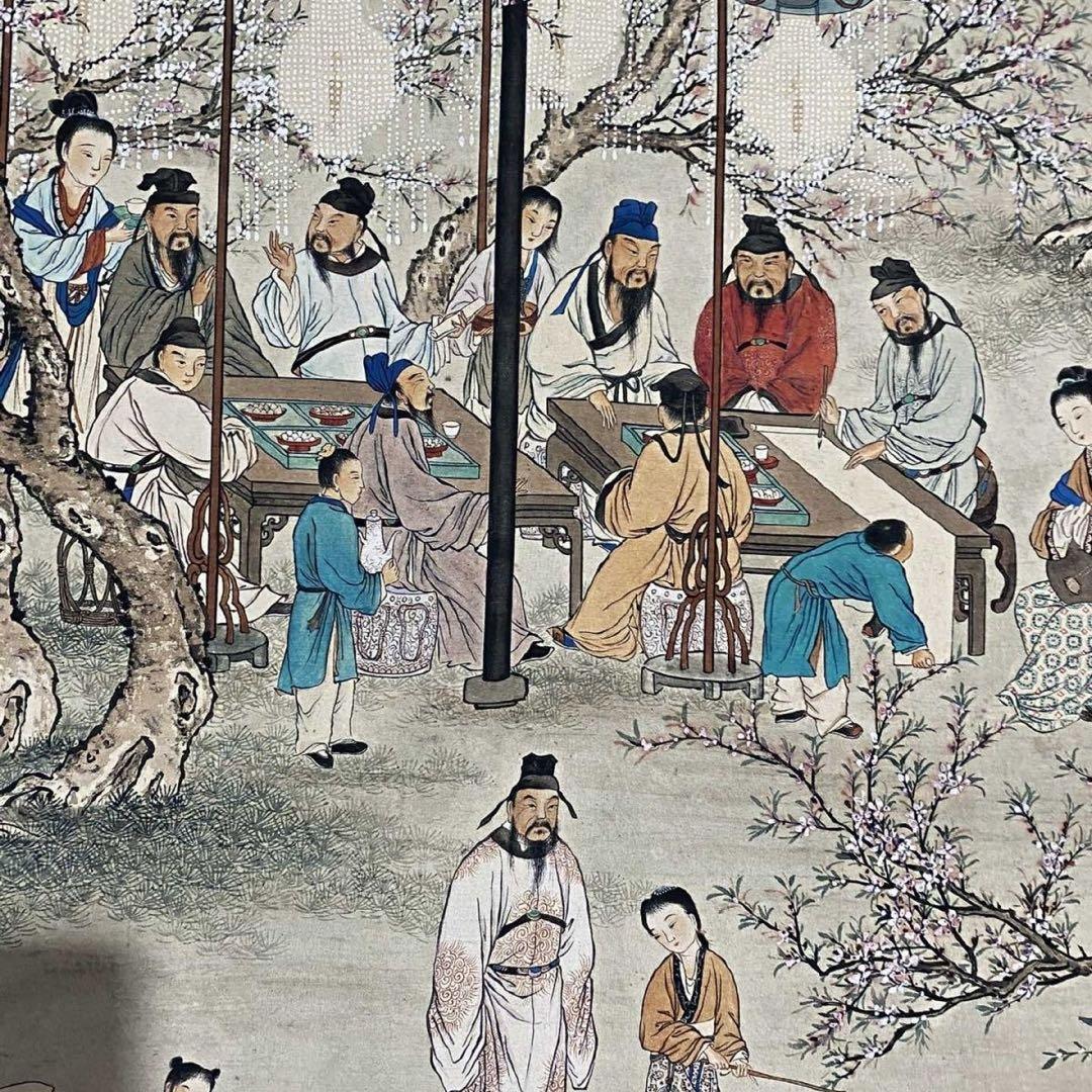 【特価】文征明 桃李夜宴図 掛け軸 中堂｜中国絵画｜四尺｜証書付き