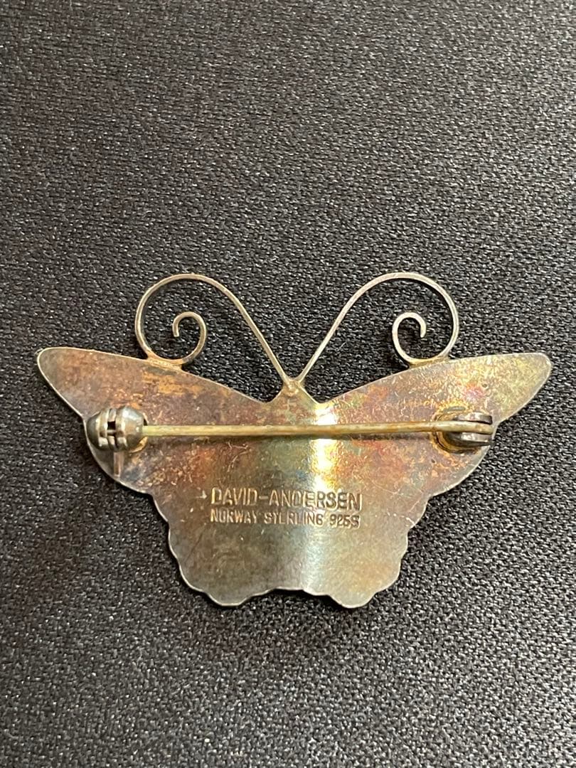 ノルウェー製 DAVID-ANDERSEN エナメル蝶モチーフブローチ