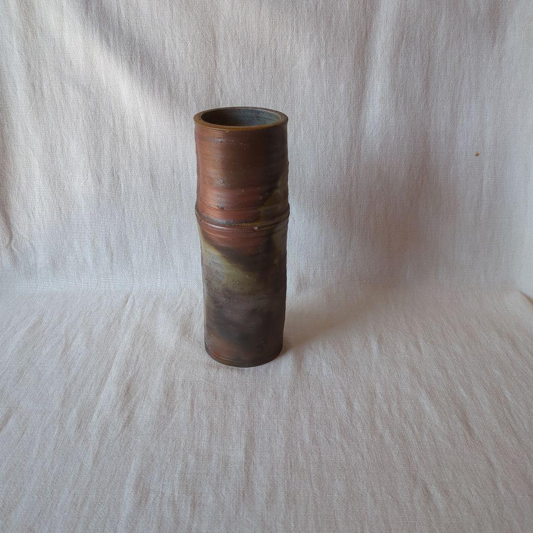 備前焼 嶋幸博 竹型花入 共箱