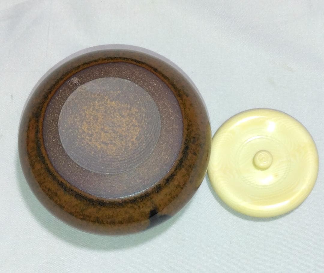 茶道具　京都清水焼　平安東山　笹田仁史作　大海茶入　苺錦裂仕覆付　美品！！