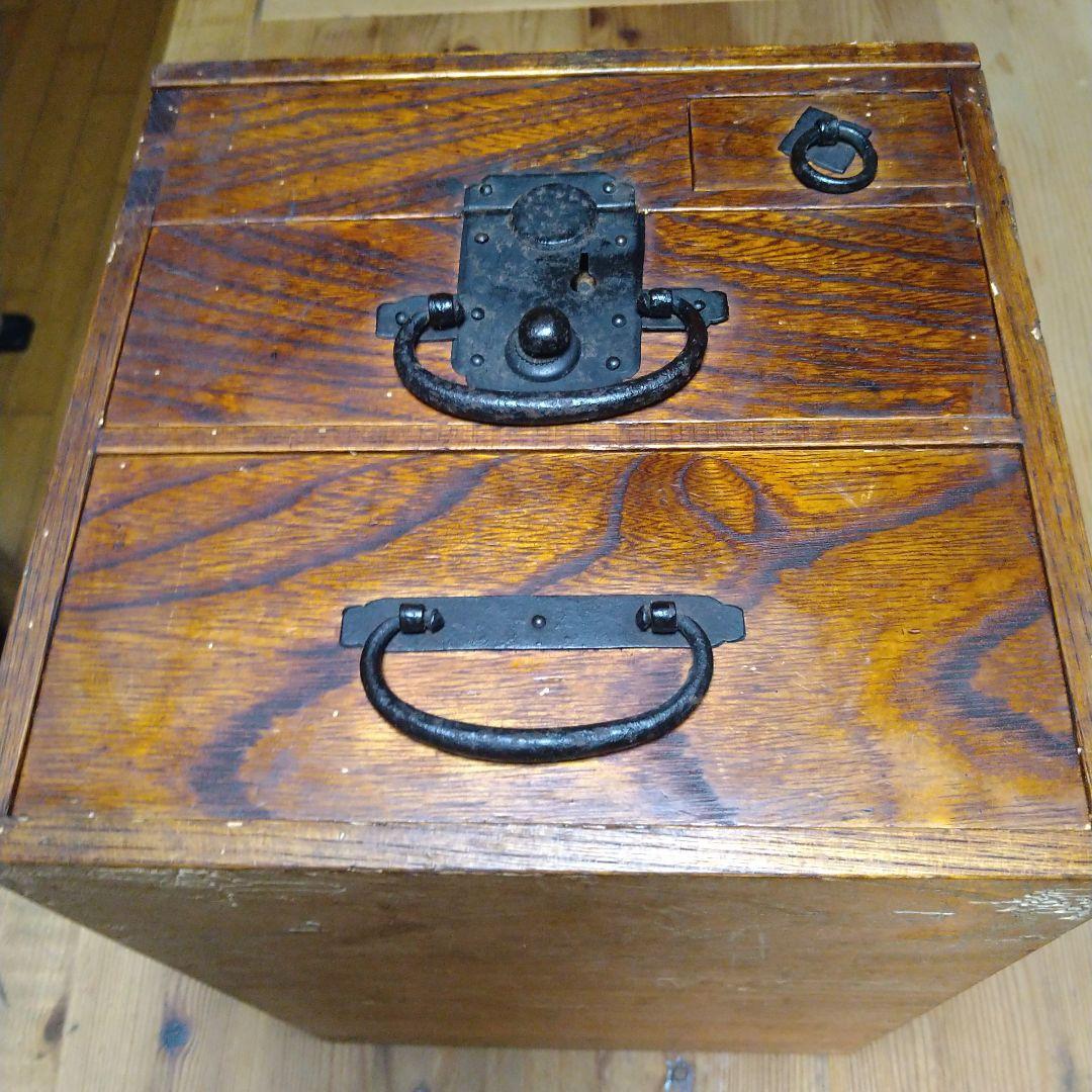 硯箱　欅　骨董