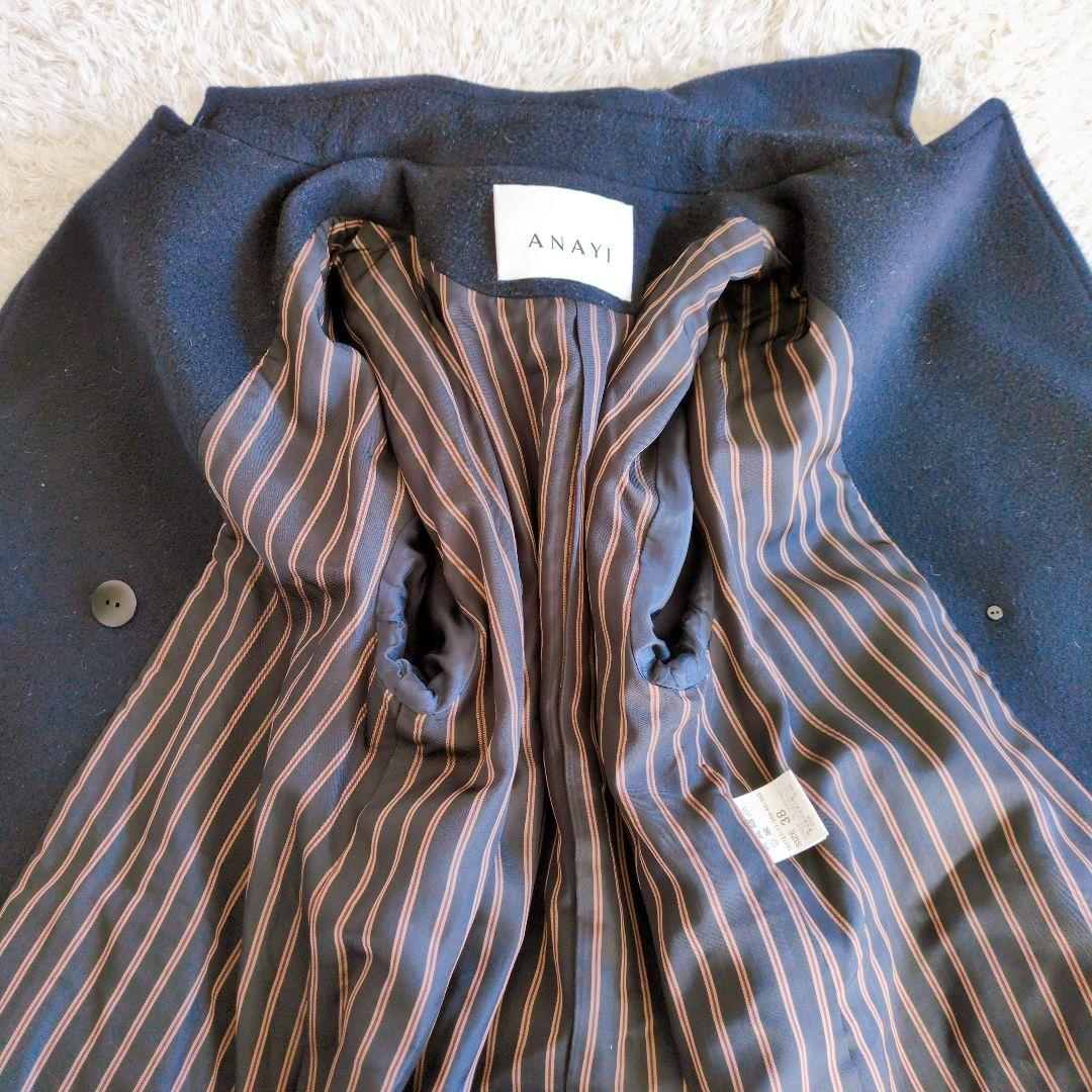 ANAYI　アナイ　トレンチコート　ウール　ダブル　ベルト　黒　近年モデル