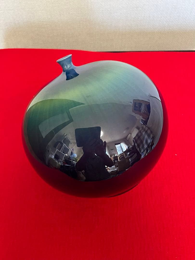 柳雨軒 三代 人間国宝 徳田八十吉（正彦銘）碧明釉 壺 約15.5㎝　T222