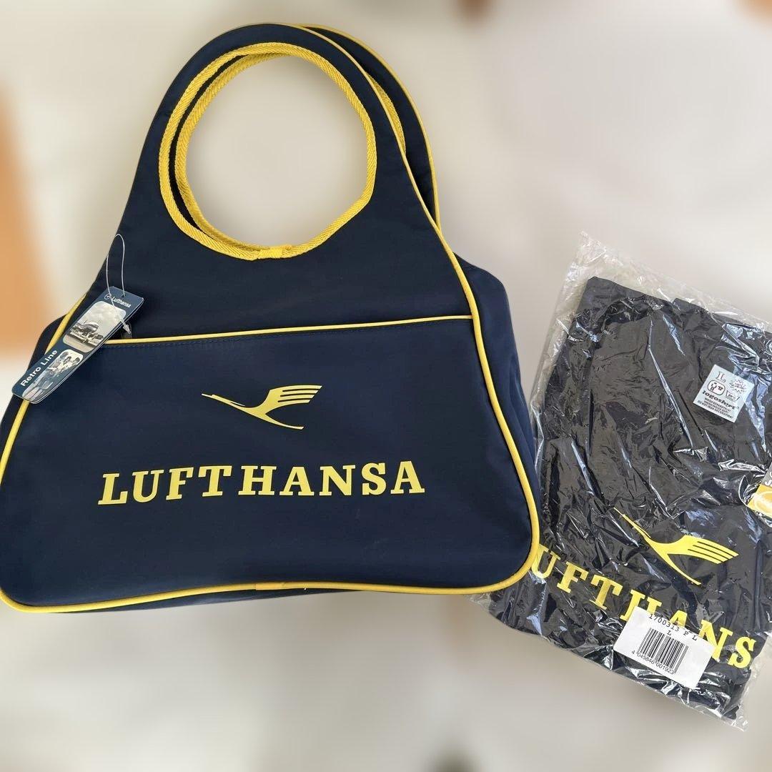 ドイツルフトハンザ航空　ナイロンバックとTシャツ　セット　@未使用タグ付