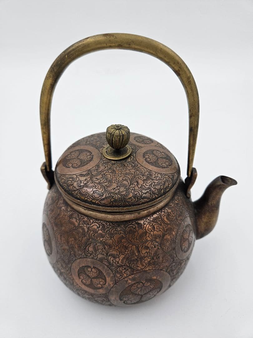 徳川家伝来 三つ葉葵紋 金銅薬缶 大名道具 煎茶道具 湯沸 時代物 骨董品