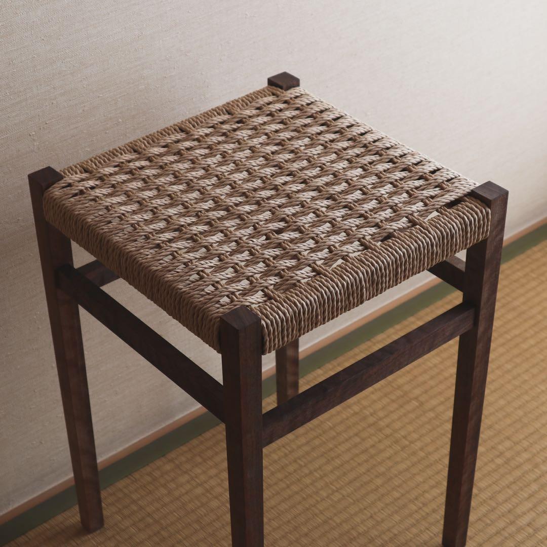 ペーパーコードスツール　天然木　ウォールナット