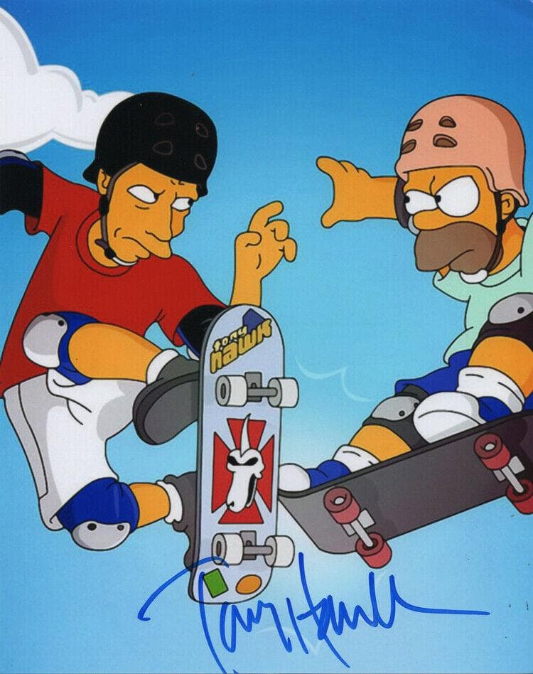 直筆サイン入り写真 トニー・ホーク ザ・シンプソンズ/フレーム別/SA鑑定済
