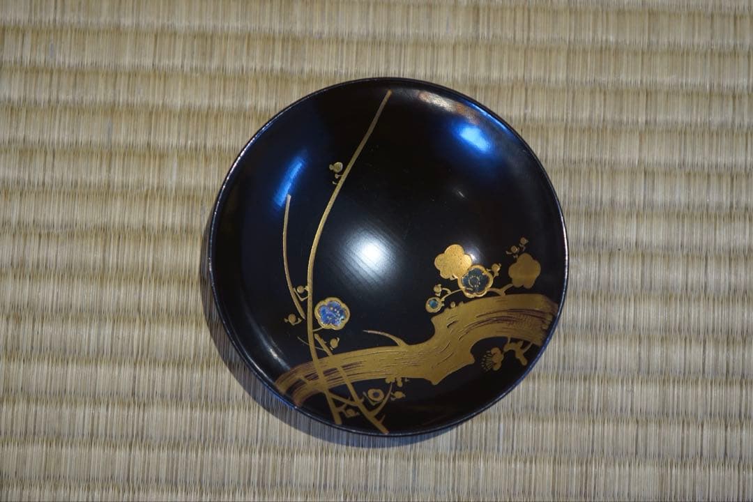 梅蒔絵 螺鈿細工 溜塗 吸物椀 2客/ 木製漆器 茶懐石