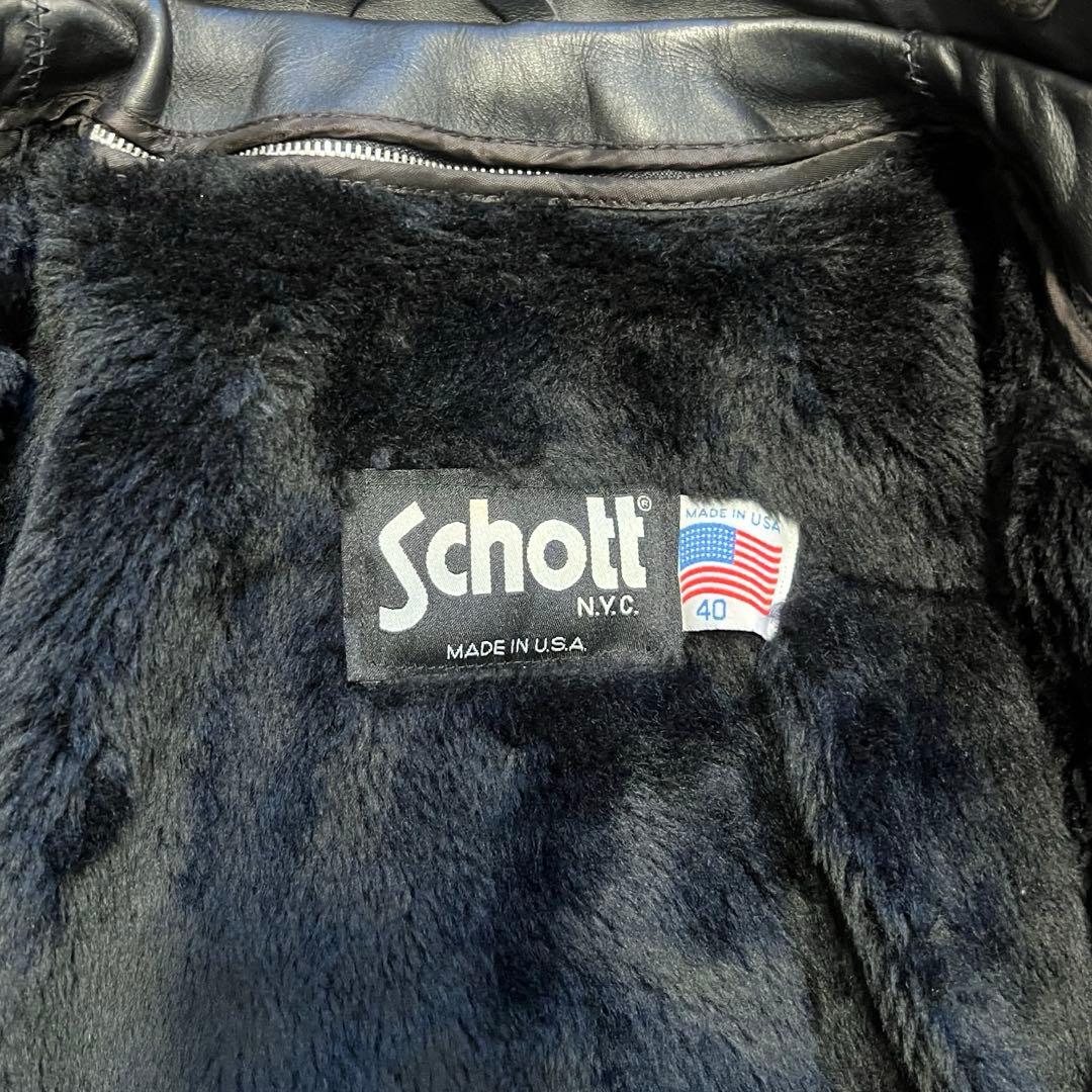 KF様【美品】Schott シングルライダース　サイズ40 ファーライナー付き