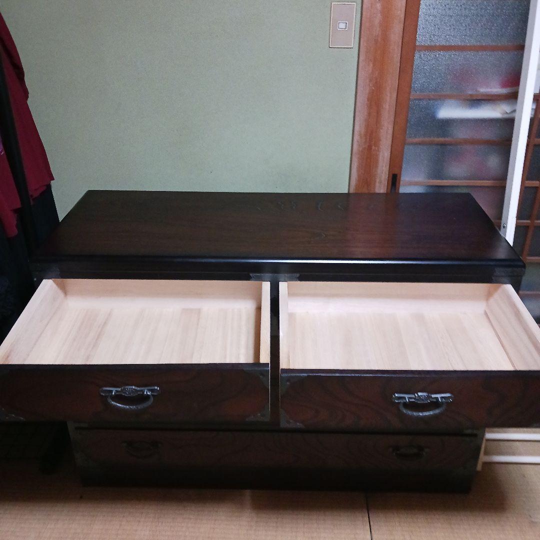 オ*ー様 ダークブラウン木製和風箪笥 5引き出し　整理箪笥