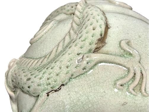 【 龍鳳凰文青磁釉高肉瓶 】　　唐～宋代　中華古玩