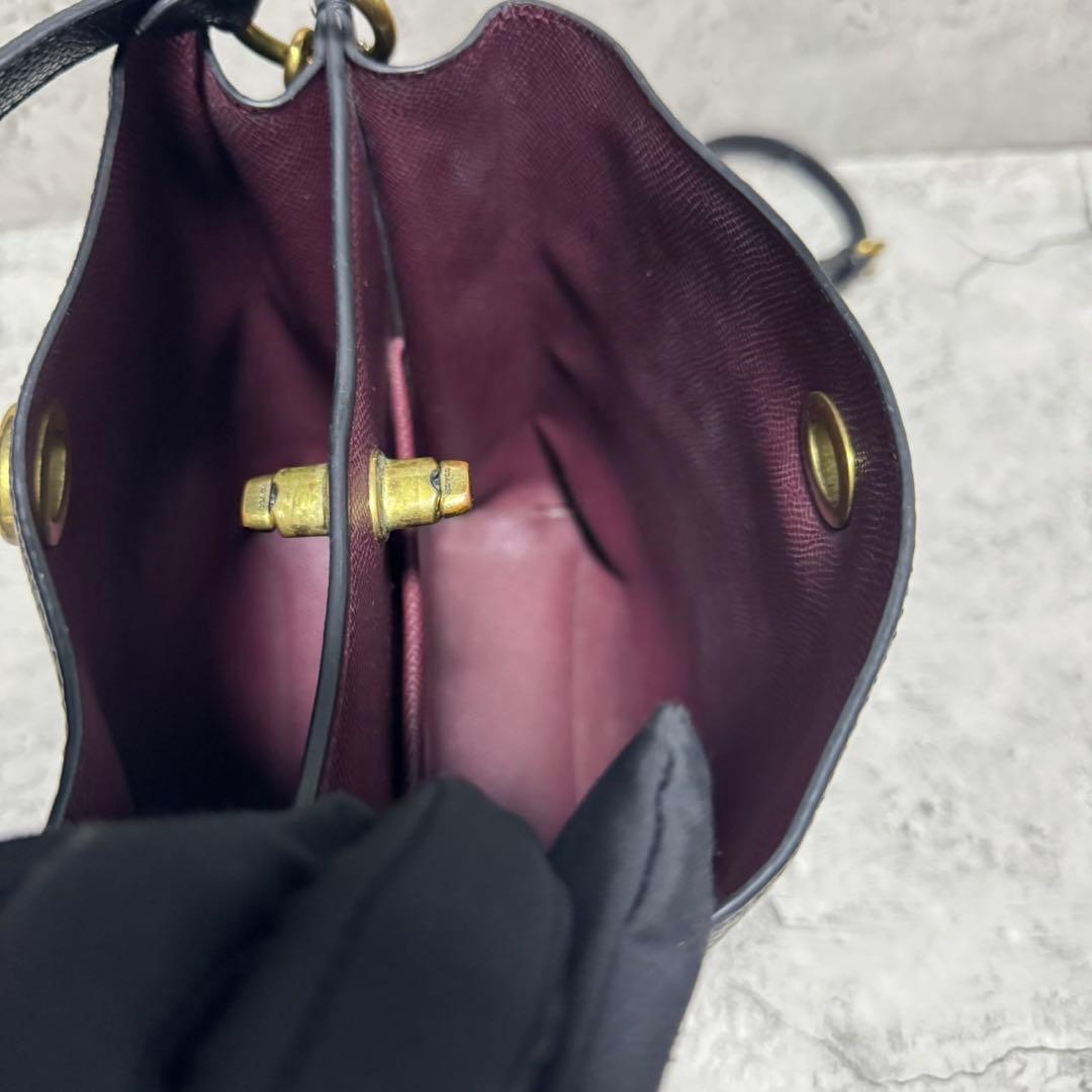 良品 コーチ レザー 2way ショルダーバッグ ウィロウ ターンロック 黒