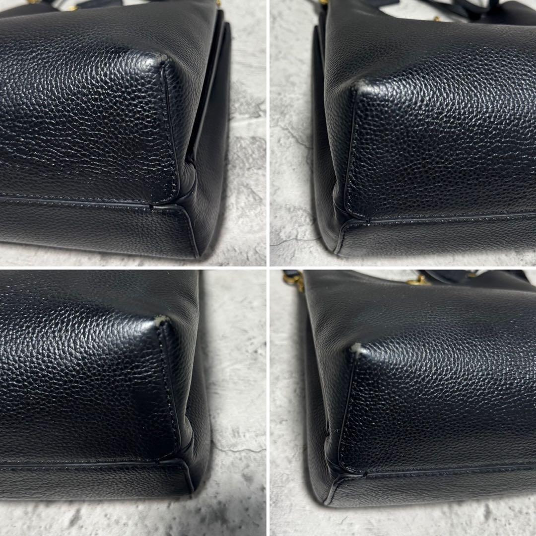 良品 コーチ レザー 2way ショルダーバッグ ウィロウ ターンロック 黒