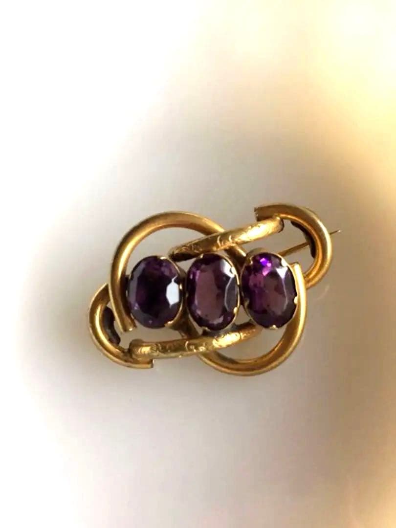 アンティーク ヴィクトリアン ゴールド　アメシスト ブローチ