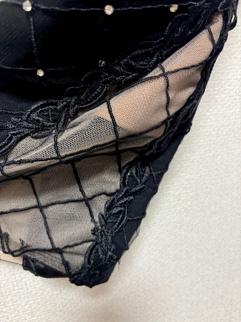 ROBE de FLEURS Glossy ブラック キャバドレス　ビジュー