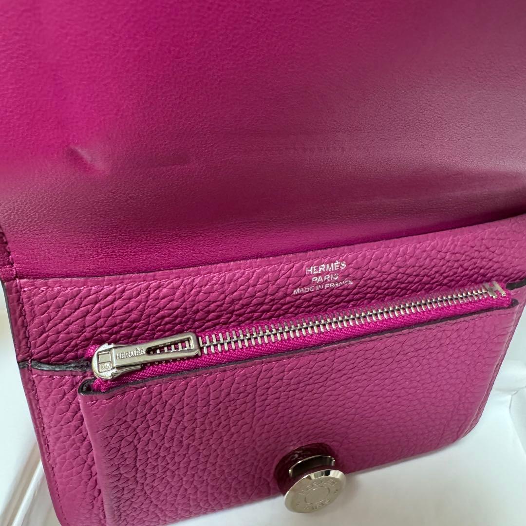 HERMES ドゴンコンパクト　ローズパープル　ピンク 二つ折り財布