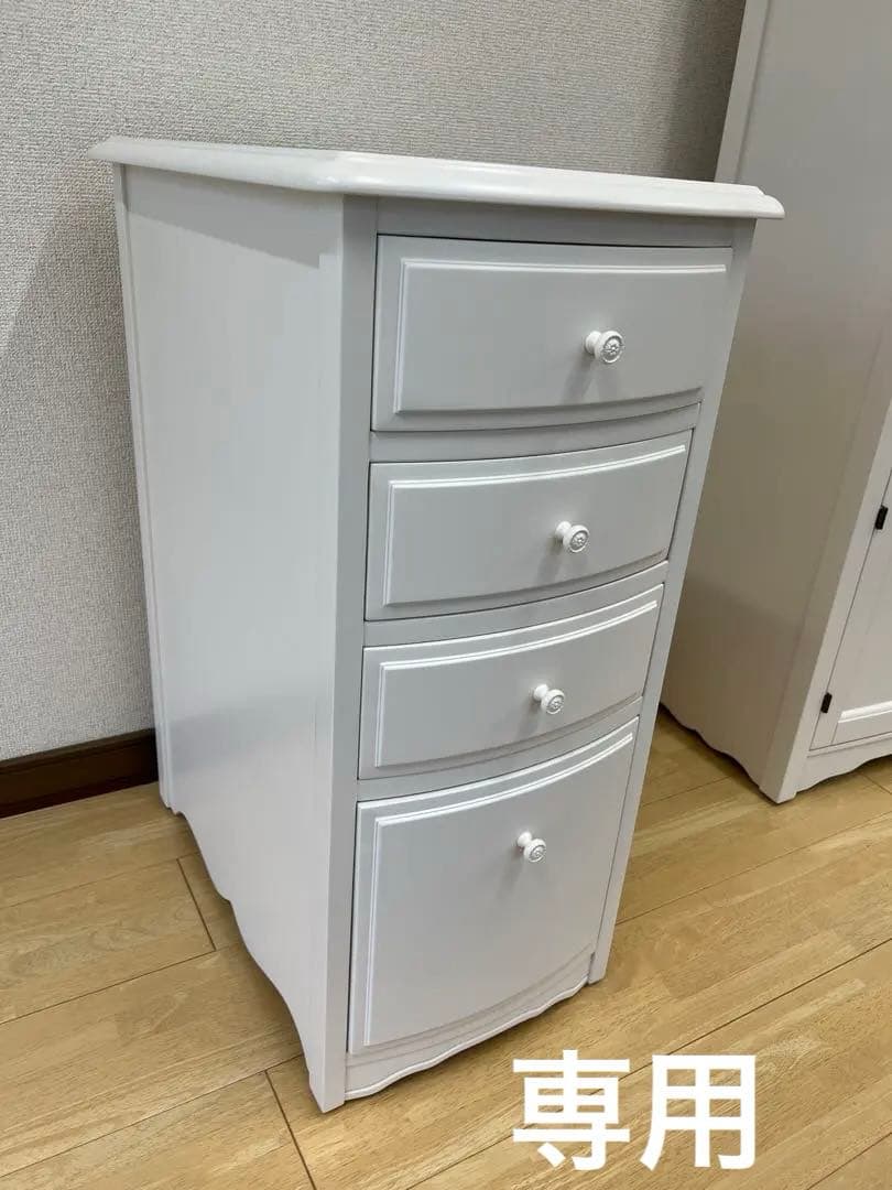 ②まとめ買い割引き価格引き出し4段キャビネットリリーホワイト