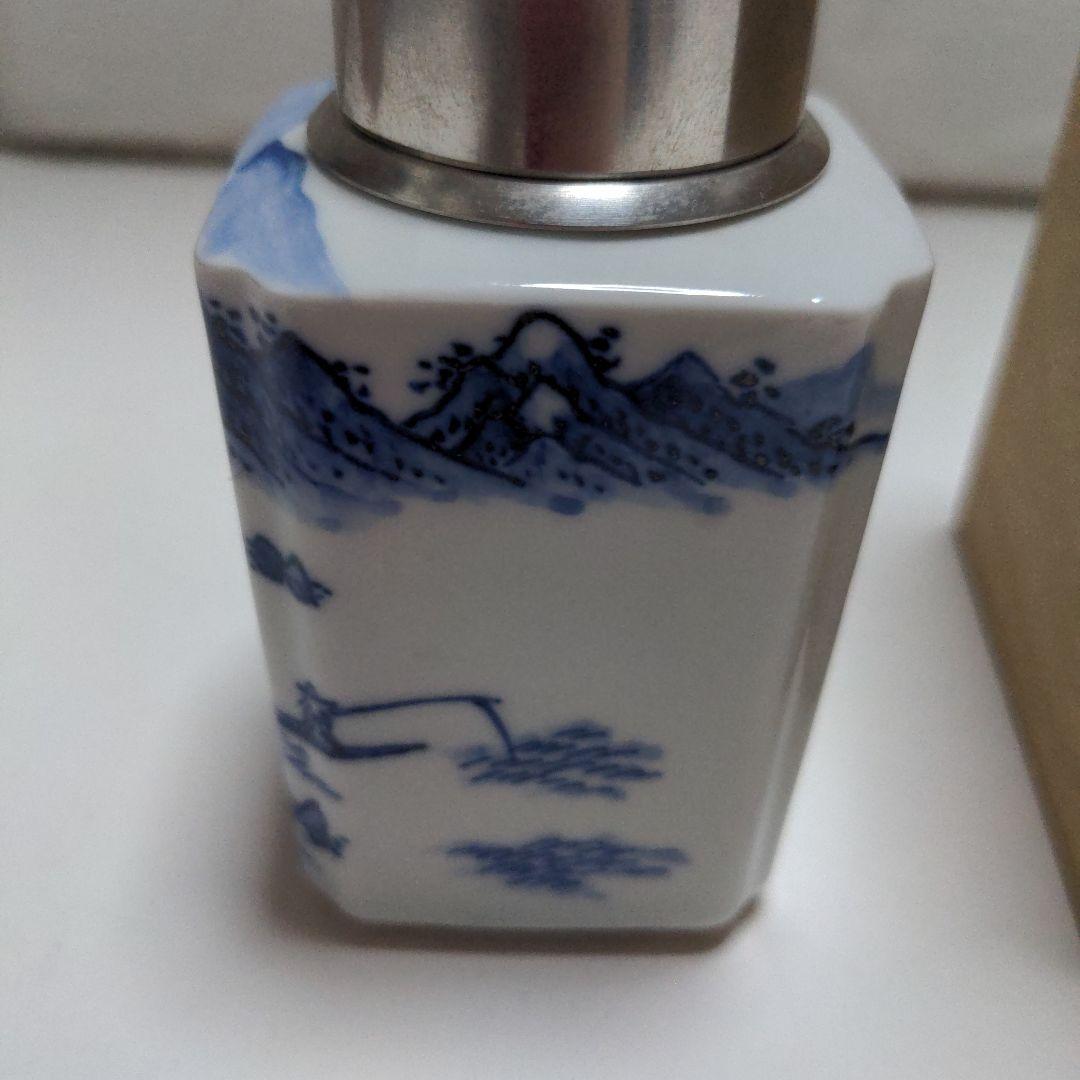 茶壺　茶入れ　春峰　蓋は錫　共箱　平安